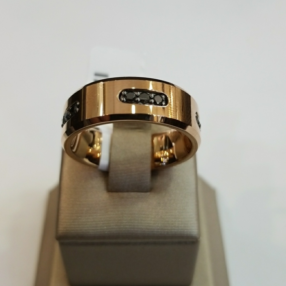 Rose Gold Black Diamond Band - Picture 2 of 4